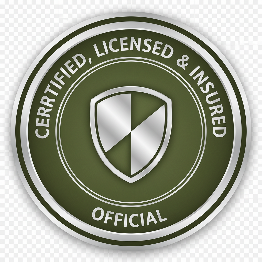 Certified, Licensed, and Insured Badge